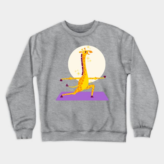 Hand Drawn Giraffe Yoga Crewneck Sweatshirt by Mako Design 